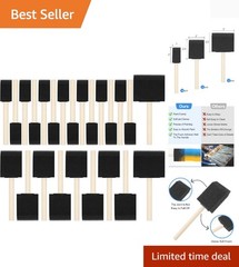 24 Pcs Foam Paint Brushes, Wood Handle Sponge Brushes for Painting, Staining,…