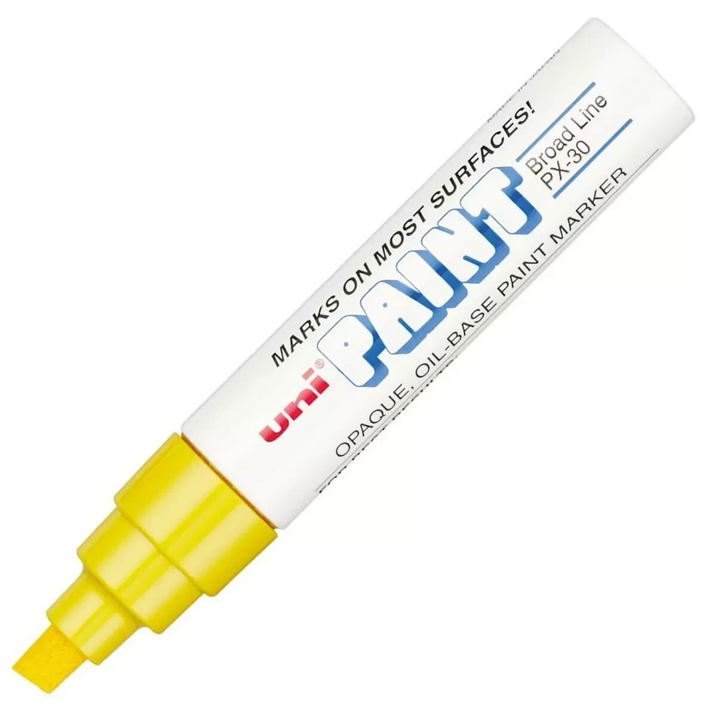 Uni-Paint 63735 PX-30 Oil-Based Permanent Marker, Bold Line, Yellow, 6-Pack