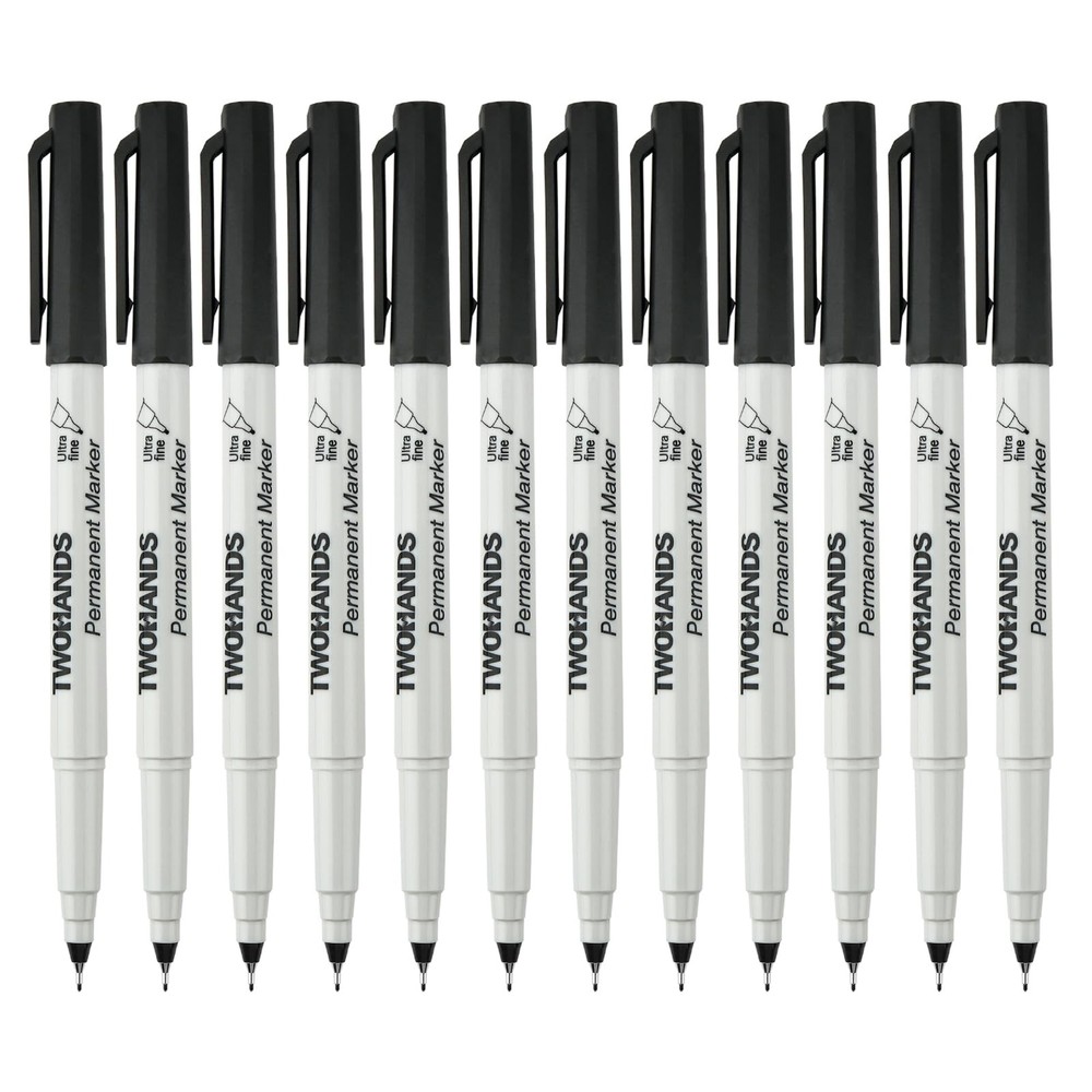 TWOHANDS Permanent Markers Ultra Fine Tip, 0.5mm, Extra Point, Black