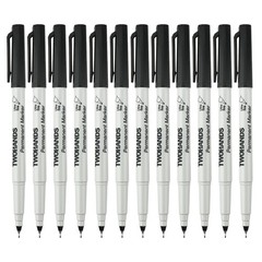 TWOHANDS Permanent Markers Ultra Fine Tip, 0.5mm, Extra Point, Black