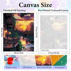 Paint by Numbers Kit for Adults – Sunset Cabin Adult 16x20inch, Sunset-1