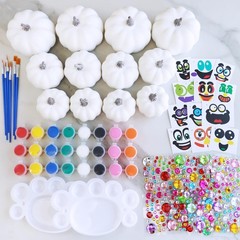 12 Sets DIY Fall Pumpkin Painting Kits Assorted White Foam Pumpkins Craft Pum…