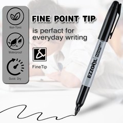 Versatile 24-Pack Black Fine Tip Permanent Markers – Ideal for School and Office