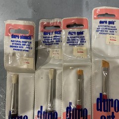 4 DURO ART GOLD SYNTHETIC HAIR PAINT BRUSHes -2 Stencil, Angular & Square Shader