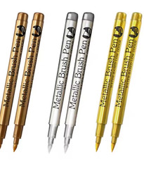 1-3x Metallic Brush Paint Pen thick marker art Craft Metal Gold Silver Permanent