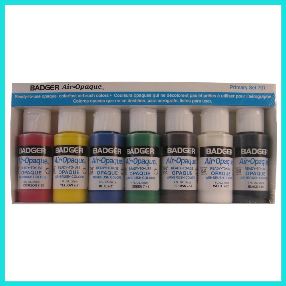 mpany Air-Opaque Airbrush Ready Water Based Acrylic Paint, Primary, 1-Ounce E…