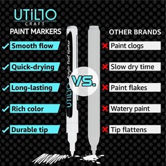 White Acrylic Paint Marker Pen (8-Pack) Extra Fine Tip 0.7mm by Utillo Craft