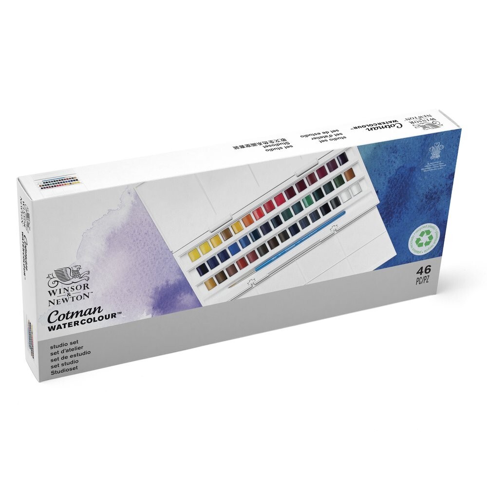 Winsor Newton Cotman Studio Watercolour Paint Set of 45 Half Pan Colours