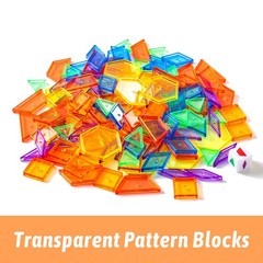 128 Pcs Translucent Pattern Blocks – Geometric Shapes for Light Table, Ideal …