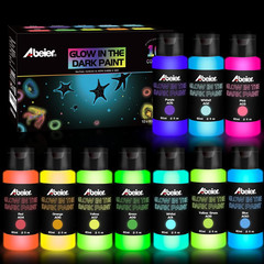ABEIER Glow in the Dark Acrylic Paint – 10 Bright Colors (60Ml/2Oz) Long Lasting