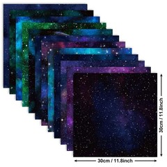 12×12 Galaxy Scrapbook Paper Pad Black Starry Patterned 12inch, Sky