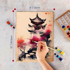 Wanderings Thick Handmade Vintage Watercolor Paper with Deckle Edge – 9×12-300GS
