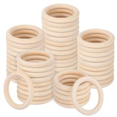 50 Pack 3.5 inch Unfinished Wooden Rings Natural, Wood Craft Rings for DIY Cr…