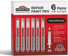 Touch up Paint Pen Kit – 6 Fillable Pens with 3 Types of Brushes – Premium Pen f