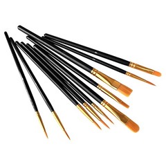 10 Pack Nylon Hair Paint Brushes Set for Acrylic, Watercolor and Oil Painting…