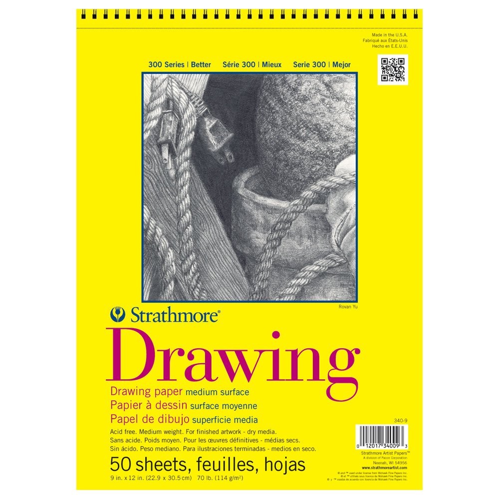 300 Series Wire Bound Drawing Pad, 70 lb. Drawing Paper, 9 X 12 inches, White…