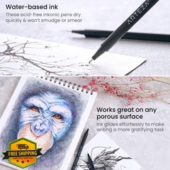 ARTEZA Inkonic Fineliner Pens, Set of 120, 0.4 mm Fine Tip Markers for Drawin…