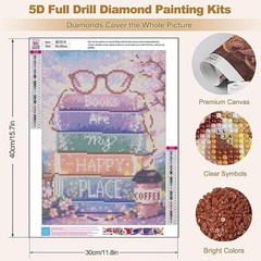 Pink Book Diamond Painting Kit 12x16in 5D Full Round Drill Wall Art Decor