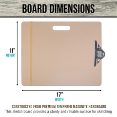 US Art Supply® 11″x17″ Artist Field Sketch Tote Board Drawing Heavy-Duty Clip