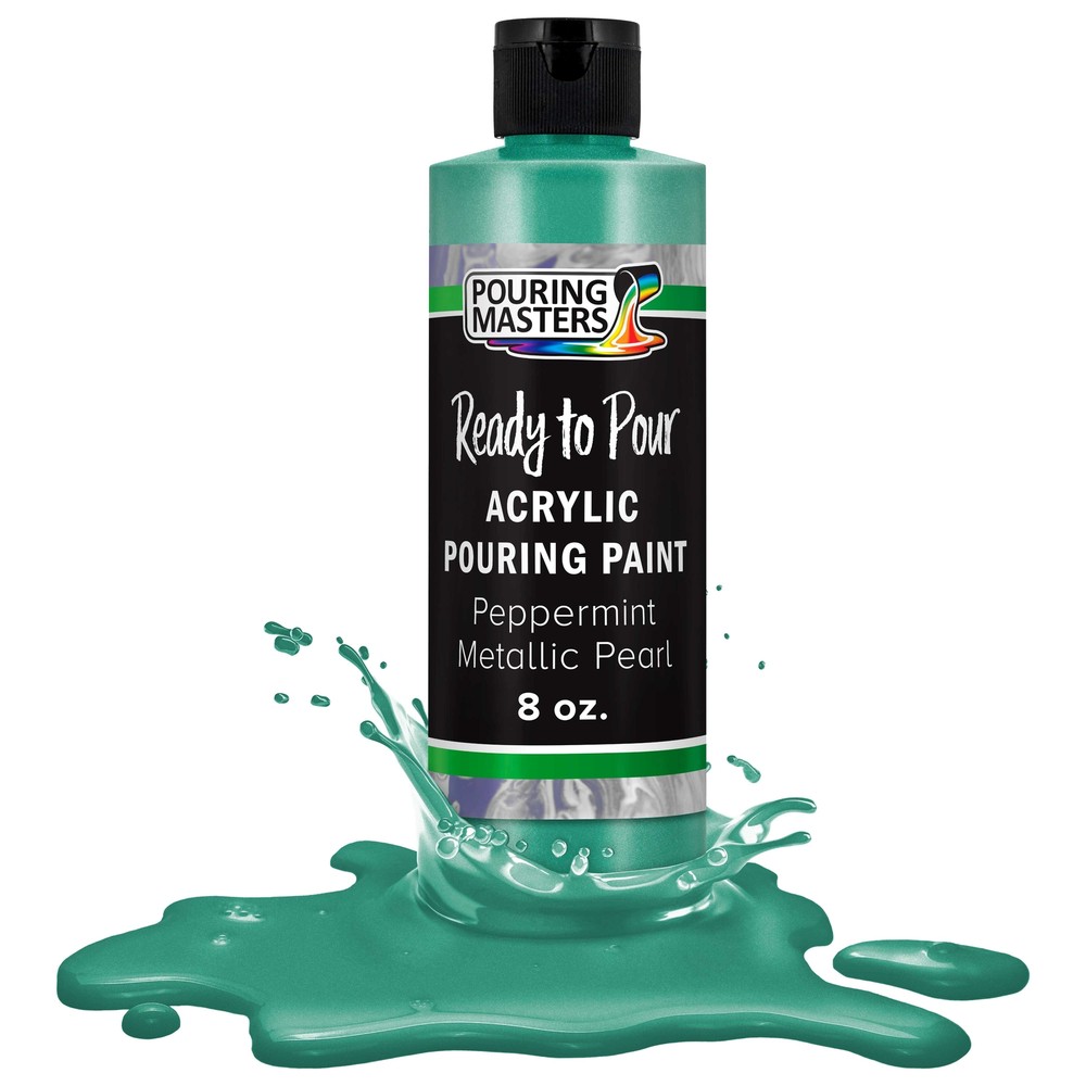Pouring Masters Peppermint Metallic Pearl 8oz Bottle Water-Based Acrylic Paint