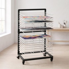 OFFICEROO Art Drying Rack for Classroom (Black/White)