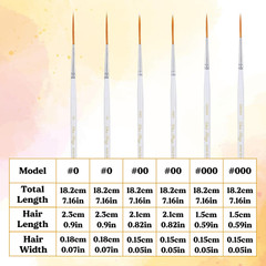 6Pcs Script Liner Brushes for Acrylic Painting Fine Point Liner Paintbrush Fine