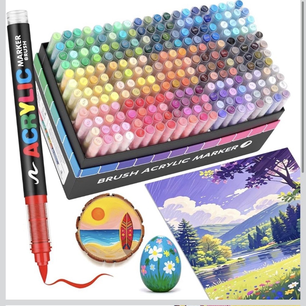 Guangna 240 Acrylic Paint Markers, Brush Tip Acrylic Paint Pens, Quick-Drying Wa