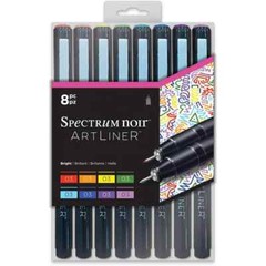 Spectrum Noir Art Liner Bright Brush Tip 8pc New