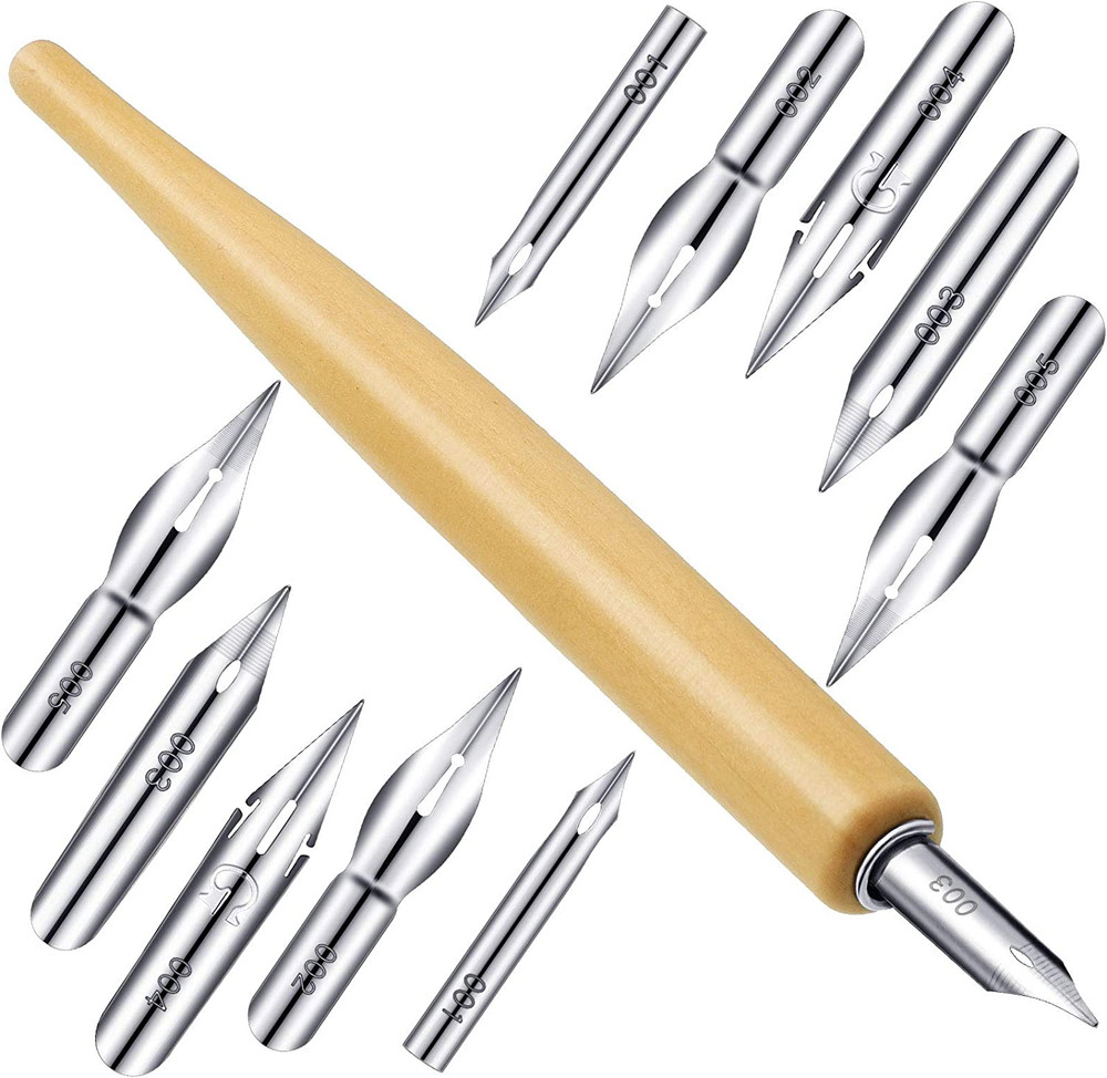 11 Pieces Comic Pen Nib Set, G-Pen Ink Nib Stainless Steel Drawing Comic Pen Nib