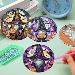 Meothan 8 Pcs Halloween Diamond Art Coasters 8 4x4in, Gnome