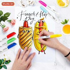 Shuttle Art 30 Colors Permanent Markers, Fine Point, Assorted Colors, Works on P
