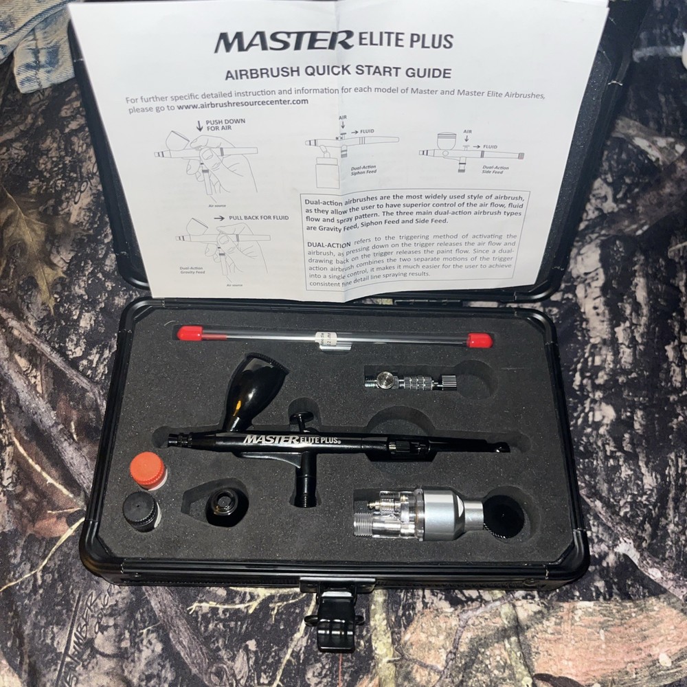 Master Elite Plus Ultimate Airbrush Set, Model 120, Dual-Action, 3 Tip Kit, Case