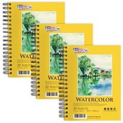 U.S. Art Supply 5.5 x 8.5 Premium Heavyweight Watercolor Paper Pad, Pack of 3