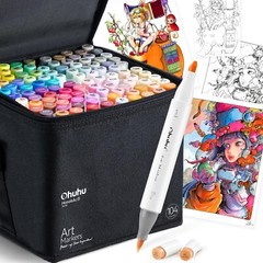 Ohuhu 104 Colors Brush Markers Art Pens with Blender, Honolulu Series