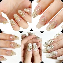 240 Pcs Gold Bow Nail Charms, Golden Bows Nail Art Studs for Acrylic gold