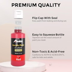 ABEIER Acrylic Paint Set, 80 Colors (2oz/60ml) Artist Quality Paint with 11 M…