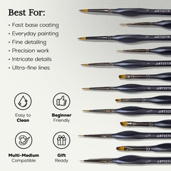 13-Piece Miniature Paint Brush Set for Acrylic, Oil, Watercolor, Nail Art & More