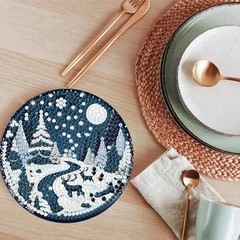 ijbnhd 8 PCS Christmas Diamond Art Coasters Kit, 4X4X0.1,