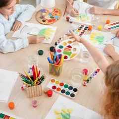 10 Wells Paint Tray Palette 12pcs Painting Pallet Holder Flower Shape, Yellow
