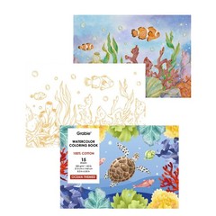 Grabie Watercolor Coloring Book, 15 Sheets A5 (8.3 x 5.8),Watercolor Ocean