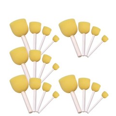 20Pcs Art Sponge Brush Round Wooden Handle for Graffiti and Painting Fun