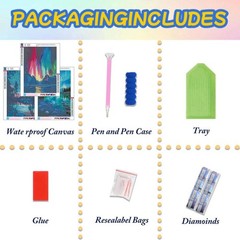 3 Pcs Diamond Art Kits for Adults, 5D Diamond Painting Kits | Full Round Dril,.