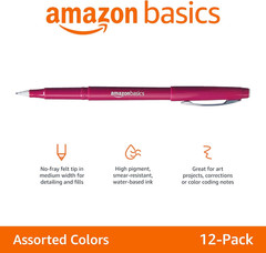 Felt Tip Marker Pens, Assorted Colors, for Art Projects, Writing