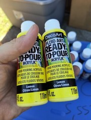 (2) Decoart Fluid Art Ready To Pour Acrylic Lemon 4 Oz 2 Bottles