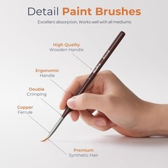 15 PCS Micro Fine Detail Paint Brush Set, Small Miniature Fine Tip Detail Bru…