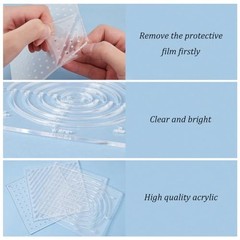 4Pcs Acrylic Sashiko Stencil – Dots, Lines, Arcs, Slashes – Acrylic Embroidery
