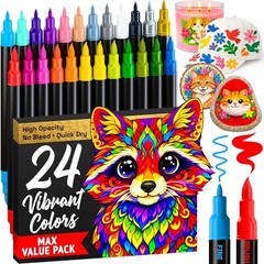 Acrylic Paint Markers – Paint Pens for Drawing, Brush + Fine 24 Multicolor