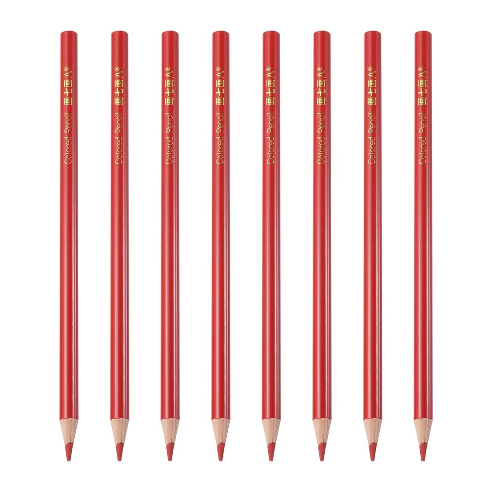 8PCS Colored Pencils Set, Wooden Oil Based Colored Drawing Pencil, Red