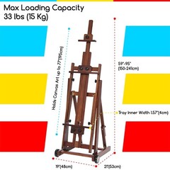 MEEDEN Studio H-Frame Easel -Adjustable Beech Wood Studio Art Easel, Painting…
