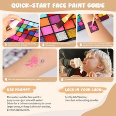 Pintada 54 Color Face Painting Kit 7.8in*5in*0.5in, 54 Colors With Brush Set